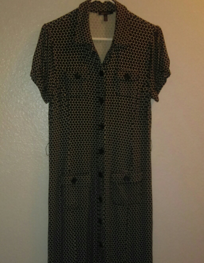 Anne Klein navy and white polka dot dress